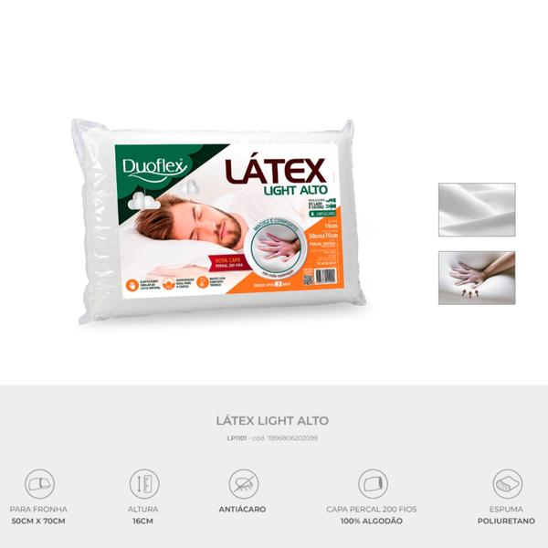 Imagem de Kit 2 Travesseiros Duoflex Látex Light 50x70x16cm LP1101