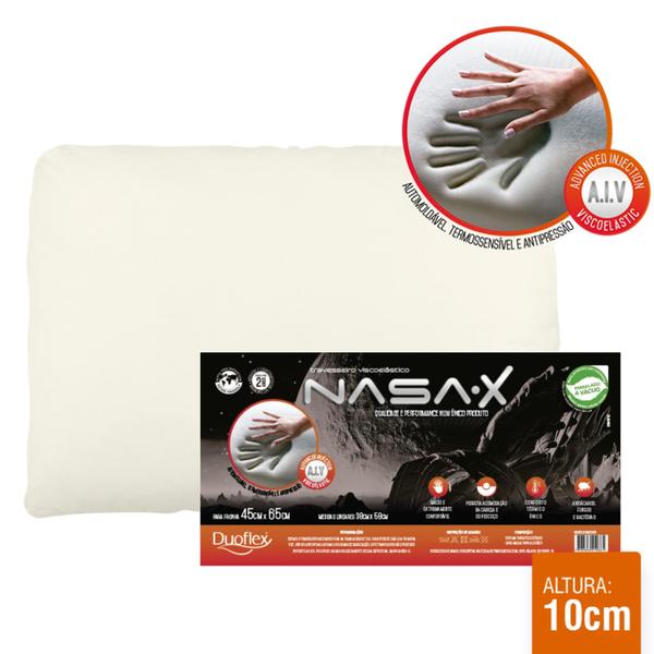 Imagem de Kit 2 Travesseiros Duoflex NASA-X 45x65x10cm NS3209 Com Espuma Viscoelástica