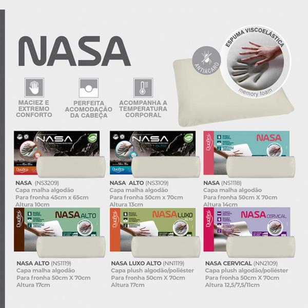 Imagem de Kit 2 Travesseiros Duoflex NASA-X 45x65x10cm NS3209 Com Espuma Viscoelástica