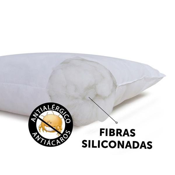 Imagem de Kit 2 Travesseiros Fibra Siliconada Antialérgico Macio 45x65cm BF Colchões