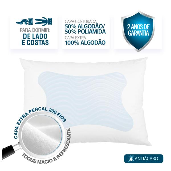 Imagem de Kit 2 Travesseiros Gelflex NASA Alto P/ Dormir de Lado e Costas - Duoflex GN1109