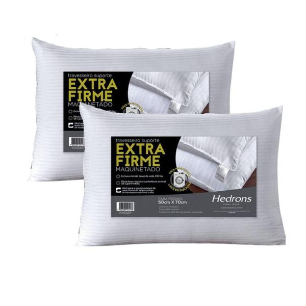 Kit 2 Travesseiros Hedrons Extra Firme Maquinetado 50X70Cm Imagem de Kit 2 Travesseiros Hedrons Extra Firme Maquinetado 50X70Cm