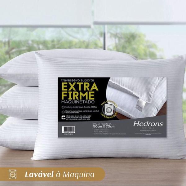 Kit 2 Travesseiros Hedrons Extra Firme Maquinetado 50X70Cm Imagem de Kit 2 Travesseiros Hedrons Extra Firme Maquinetado 50X70Cm