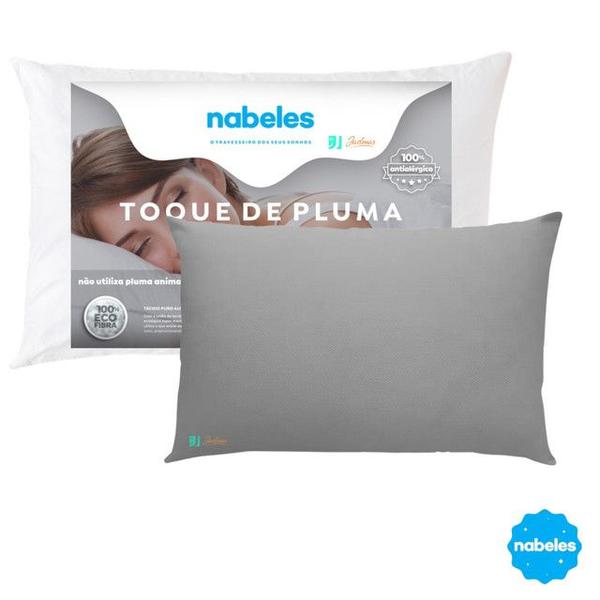 Imagem de Kit 2 Travesseiros Nabeles Toque de Pluma Ecológico - Tecido 230 Fios Impermeável - Macio Confortável