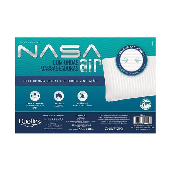 Imagem de Kit 2 Travesseiros Nasa Air Viscoelástico com Ondas Massageadoras Duoflex