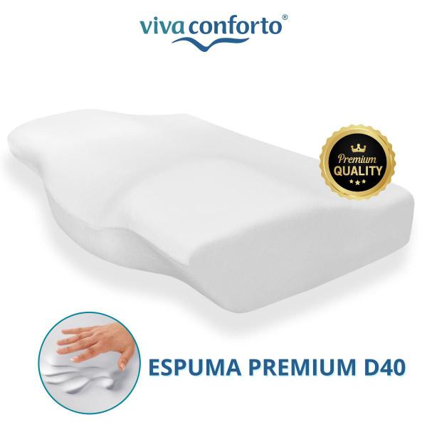 Imagem de Kit 2 Travesseiros Nasa Cervical Ergonômico Visco D40 Premium Viva Conforto