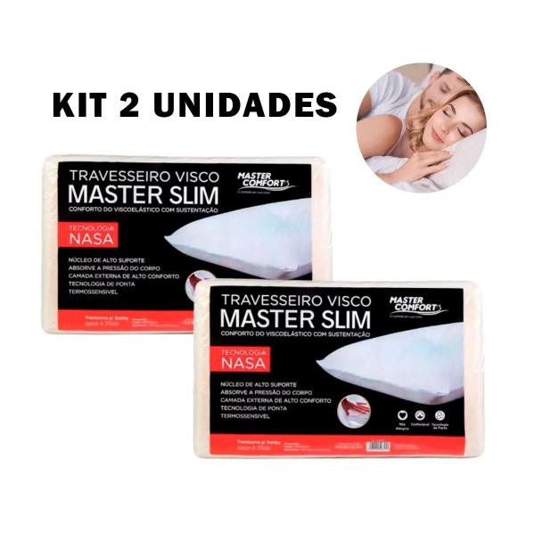 Kit 2 Travesseiros NASA Slim Conforto Viscoelástico Premium - GUIRO Imagem de Kit 2 Travesseiros NASA Slim Conforto Viscoelástico Premium