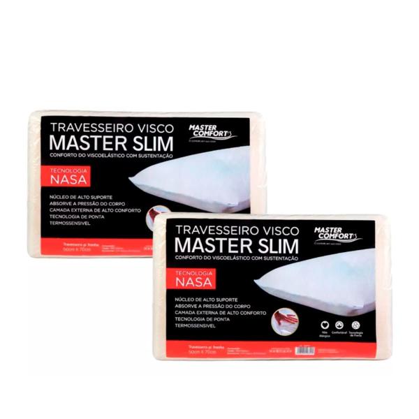 Kit 2 Travesseiros NASA Slim Conforto Viscoelástico Premium - GUIRO Imagem de Kit 2 Travesseiros NASA Slim Conforto Viscoelástico Premium