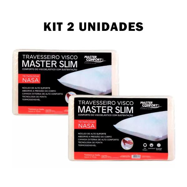 Imagem de Kit 2 Travesseiros Nasa Viscoelástico Master Slim Sono Conforto