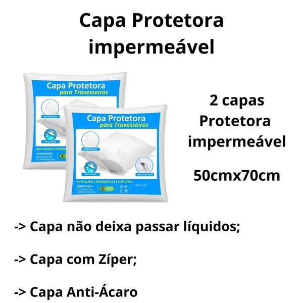 Imagem de Kit 2 Travesseiros Nasa-x Alto Original Duoflex Antialérgico + 2 Capas Protetora