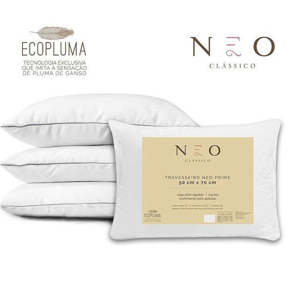 Imagem de Kit 2 Travesseiros Neo Prime Ecopluma Percal 233 fios 50x70cm Camesa