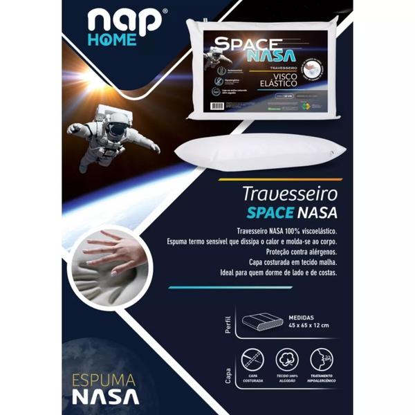 Imagem de Kit 2 Travesseiros Space Nasa Baixo 12cm Hipoalergenico Espuma Viscoelástica Nap TRB12