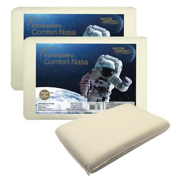 Kit 2 Travesseiros Viscoelástico Comfort Nasa Sono Macio Toque Suave 50x70cm - MASTER COMF...