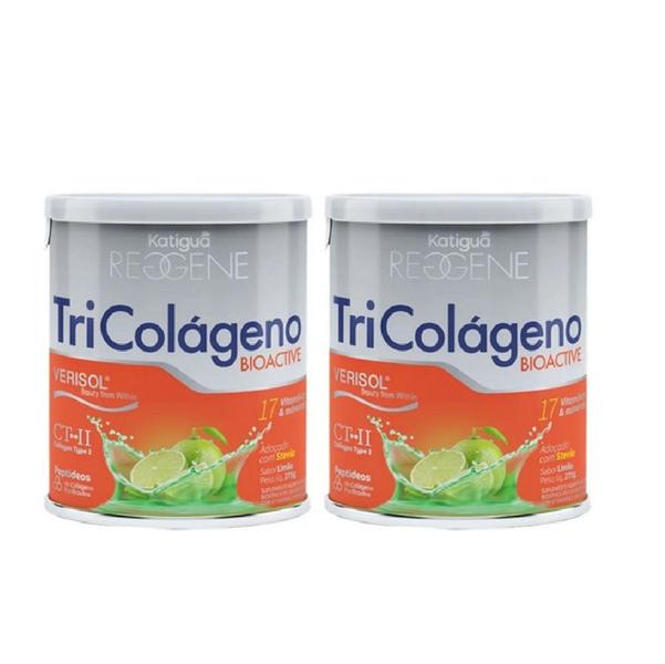 Imagem de Kit 2 Tri Colágeno 3 Em 1 Bioativo Sabor Limão 275g Katiguá