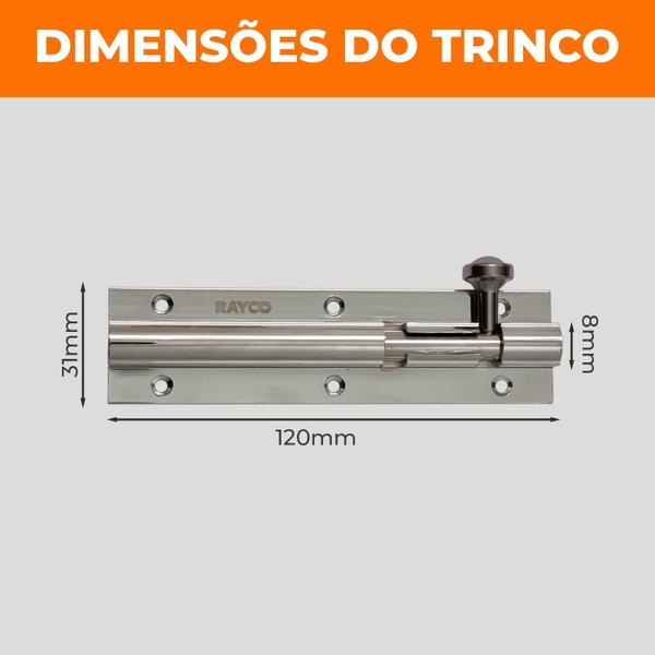 Imagem de Kit 2 Trincos 120Mm Tarjeta Ferrolho Porta Janela Alumínio