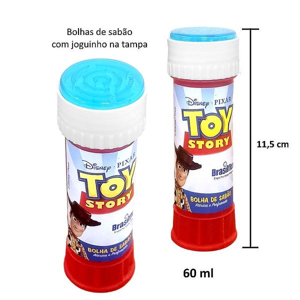 Kit 2 Tubos Bolhas de Sabão Toy Story com Joguinho - Brasilflex Imagem de Kit 2 Tubos Bolhas de Sabão Toy Story com Joguinho