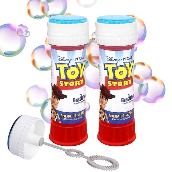 Kit 2 Tubos Bolhas de Sabão Toy Story com Joguinho - Brasilflex Imagem de Kit 2 Tubos Bolhas de Sabão Toy Story com Joguinho