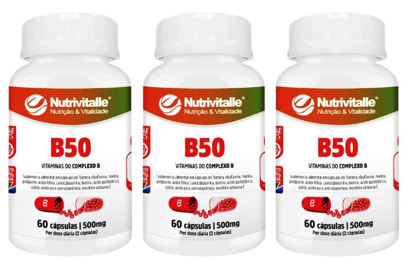 Imagem de Kit 2 Un - B50 Vitaminas Do Complexo B 500Mg Nutrivitalle