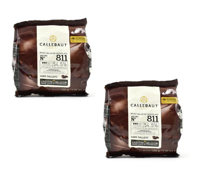 Kit 2 Un Chocolate Belga 400G 811 Dark 54,5 Gotas Callebaut Imagem de Kit 2 Un Chocolate Belga 400G 811 Dark 54,5 Gotas Callebaut