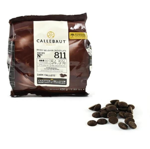 Kit 2 Un Chocolate Belga 400G 811 Dark 54,5 Gotas Callebaut Imagem de Kit 2 Un Chocolate Belga 400G 811 Dark 54,5 Gotas Callebaut