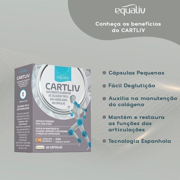 Imagem de KIT 2 UN Equaliv Cartliv  E Cartliv  Multi Colágeno Tipo 2 60 Cápsulas e Ácido Hialuronico  (120 CAPS TOTAL)