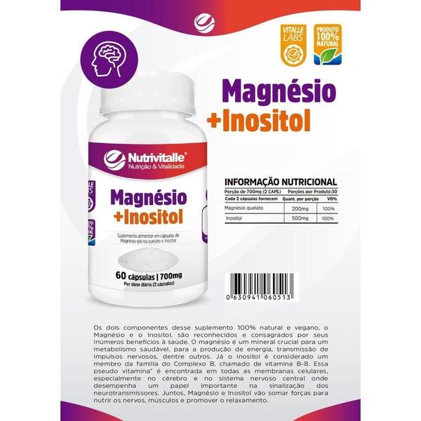Kit 2 Un - Magnesio Inositol 700Mg 60 Capsulas Nutrivitalle Imagem de Kit 2 Un - Magnesio Inositol 700Mg 60 Capsulas Nutrivitalle