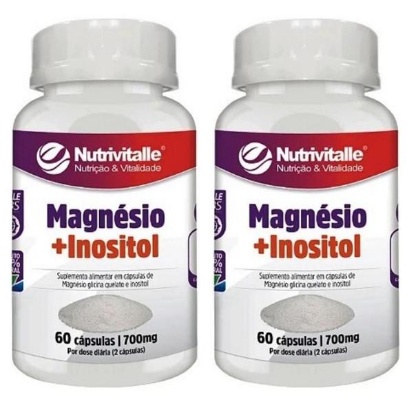 Kit 2 Un - Magnesio Inositol 700Mg 60 Capsulas Nutrivitalle Imagem de Kit 2 Un - Magnesio Inositol 700Mg 60 Capsulas Nutrivitalle