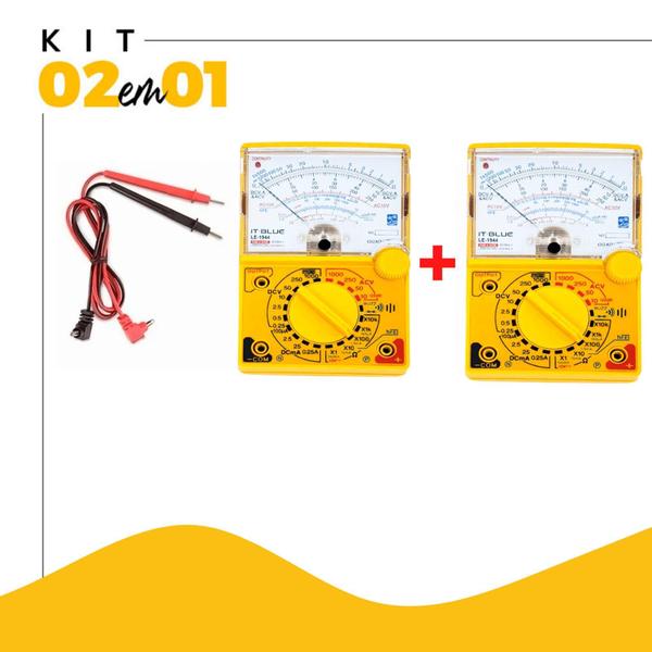 Imagem de Kit 2 un Multímetro Analógico Profissional Portátil Com Bip - IT-Blue