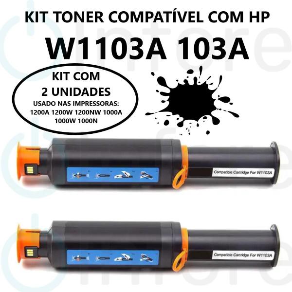 Imagem de Kit 2 Un Toner 103a W1103a P/ 1200A 1200W 1000A 1000W 1000N 1200NW Compatível