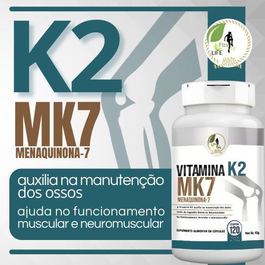 Imagem de Kit 2 Un. Vit. K2 Menaquinona 7 Mk7 240 Caps 350mg Fits Life