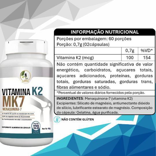 Imagem de Kit 2 Un. Vit. K2 Menaquinona 7 Mk7 240 Caps 350mg Fits Life