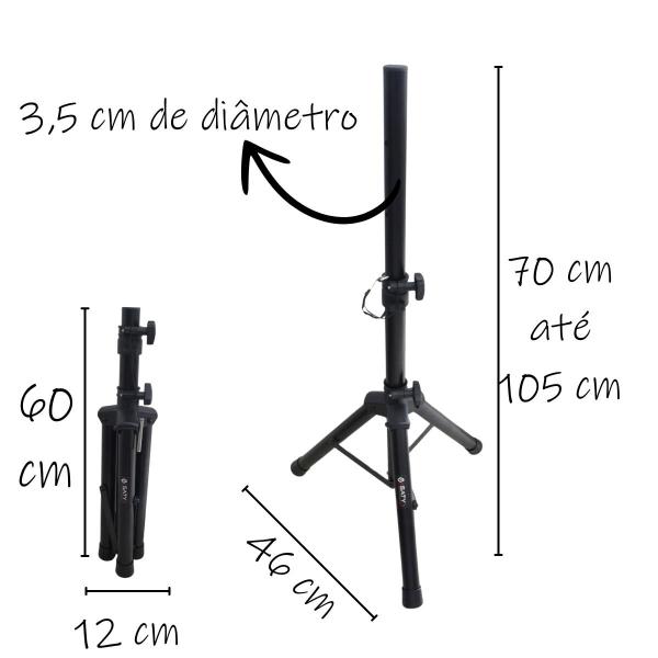 Kit 2 unds suporte caixa de som saty mini regulável até 50kg Imagem de Kit 2 unds suporte caixa de som saty mini regulável até 50kg