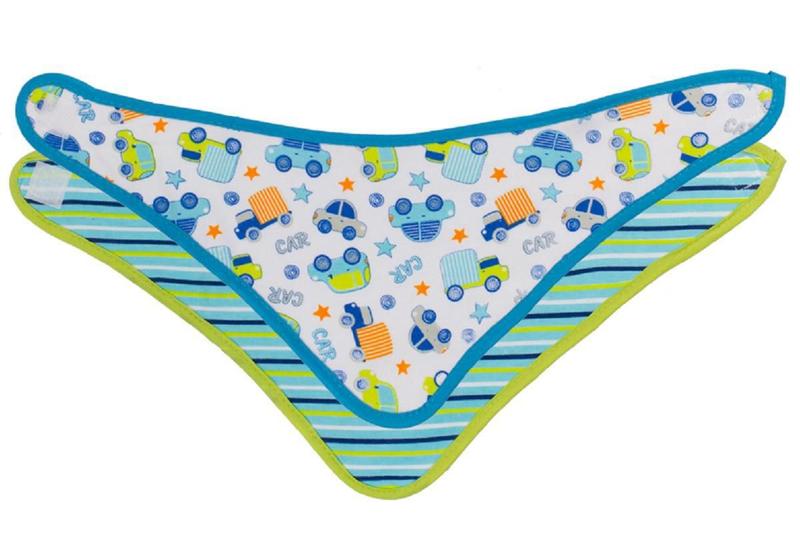 Kit 2 Uni. Babador Bandana Carrinho E Listras - Comtac Kids Imagem de Kit 2 Uni. Babador Bandana Carrinho E Listras - Comtac Kids