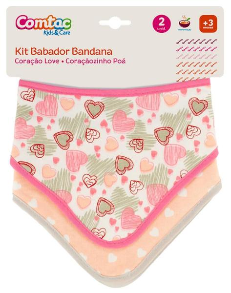 Kit 2 Uni. Babador Bandana Triangular Corações - Comtac Kids Imagem de Kit 2 Uni. Babador Bandana Triangular Corações - Comtac Kids