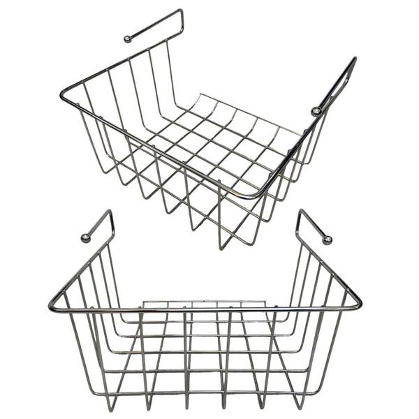 Imagem de Kit 2 Unid. Cesto Organizador Multiuso 24cm Aco para Prateleira  Niquelart 