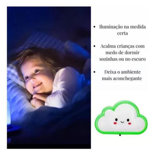 Imagem de Kit 2 Unidades Abajur De Tomada Infantil Led Mini Nuvem