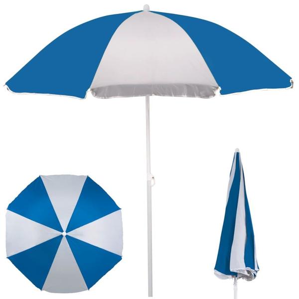 Kit 2 Unidades Cadeira de Praia + Guarda-sol Branco/Azul Mor Imagem de Kit 2 Unidades Cadeira de Praia + Guarda-sol Branco/Azul Mor