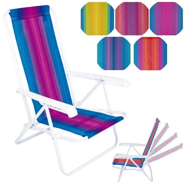 Kit 2 Unidades Cadeira de Praia + Guarda-sol Branco/Azul Mor Imagem de Kit 2 Unidades Cadeira de Praia + Guarda-sol Branco/Azul Mor