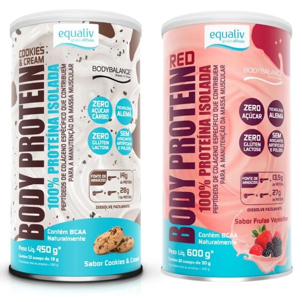 Imagem de Kit 2 unidades de Body Protein Sabores Frutas Vermelhas e Cookies & Cream-Equaliv