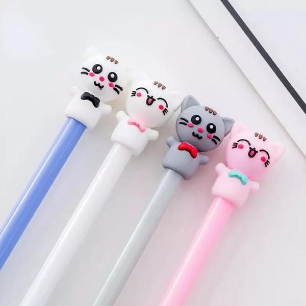 Imagem de Kit 2 unidades de caneta em gel fofas divertidas fantoche gatinho