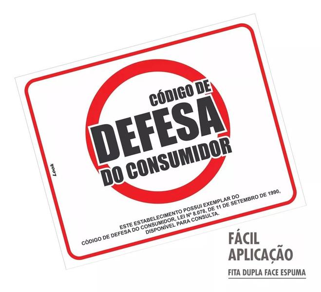 Imagem de  Kit 2 Unidades Placas CDC Aviso Código De Defesa do Consumidor