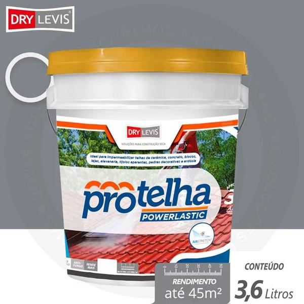 Imagem de Kit 2 Unidades Protelha Powerlastic Impermeabilizante Telha Telhado Cor Cinza 3,6Lt 