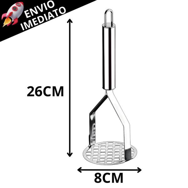 Imagem de Kit 2 Utensílio Amassador Espremedor de Batata Inox e Decascador Inox Frutas Legumes Alta Qualidade