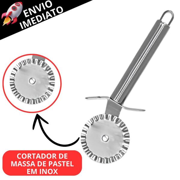 Imagem de Kit 2 Utensílio Cortador De Pizza Massas Em Inox E Cortador Fechador Pastel Inox Linha Inox Premium