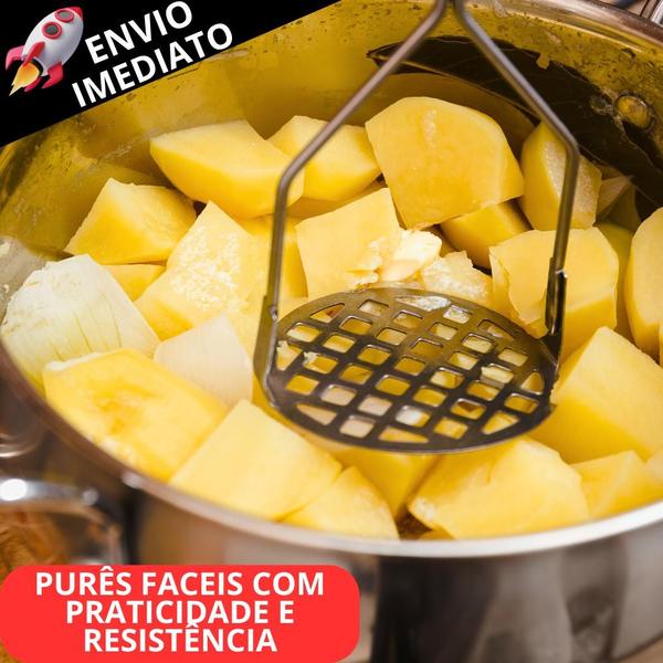 Imagem de Kit 2 Utensílio Inox Amassador de Batata Legumes e Amassador de Alho Casa Cozinha Restaurante