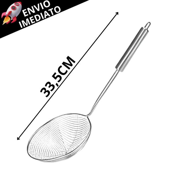 Imagem de Kit 2 Utensílio Inox Para Pastel Escumeira Para Fritura em Inox e Cortador de Pastel Inox Qualidade