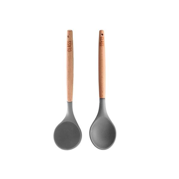 Imagem de Kit 2 Utensílios Colher Concha Bambu Silicone Class Home