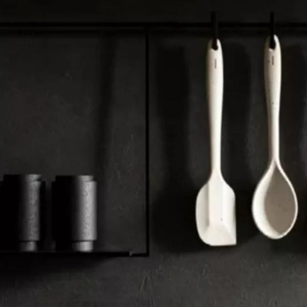 Imagem de Kit 2 Utensilios de Cozinha Espatula + Colher de Silicone Flex Vanilla Brinox 