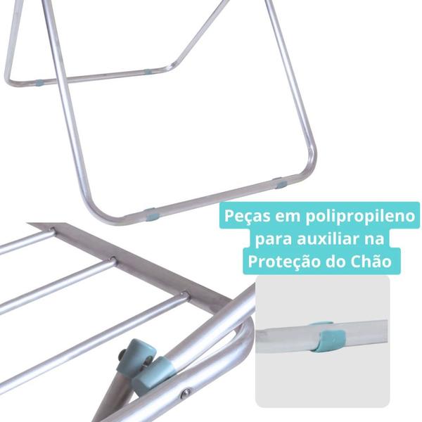 Imagem de Kit 2 Varais de Chao Aluminio com Abas e Sem ( 88 Cm e 1,53 M ) + Varal de Teto 120 Cm Lavanderia Mor