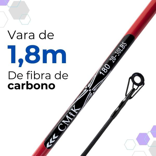 Imagem de Kit 2 Varas De Pesca 1,80M Fibra De Carbono 30Lb Molinete